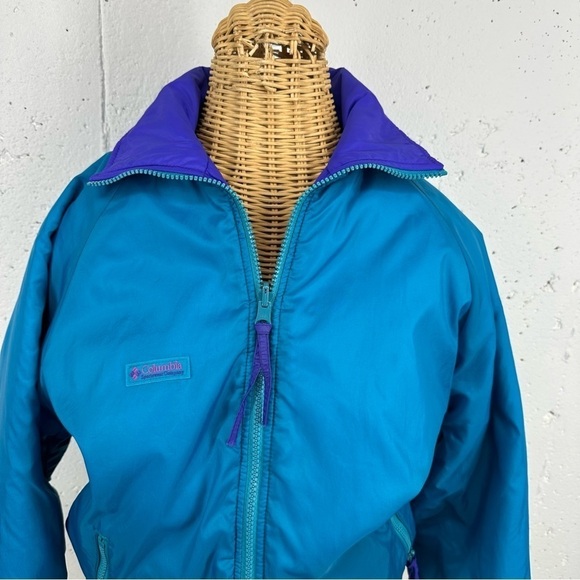 Vintage Columbia Medium Purple & Turquoise Reversible Ski Jacket - Picture 3 of 15